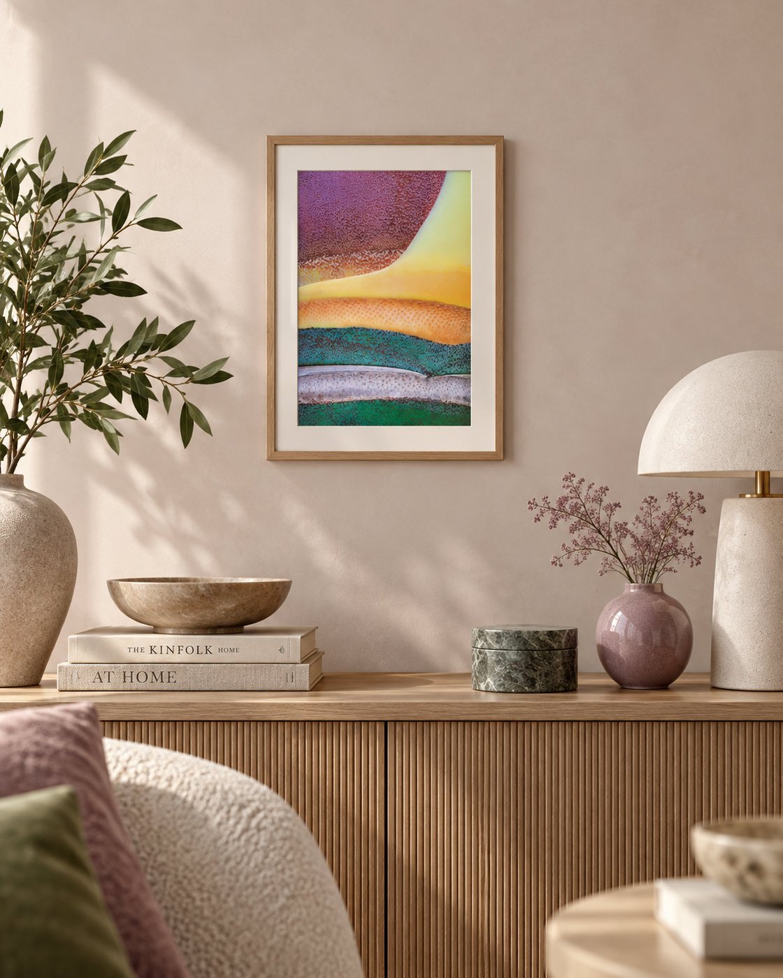 Poster d’écorce de Pinanga speciosa encadré et accroché au mur